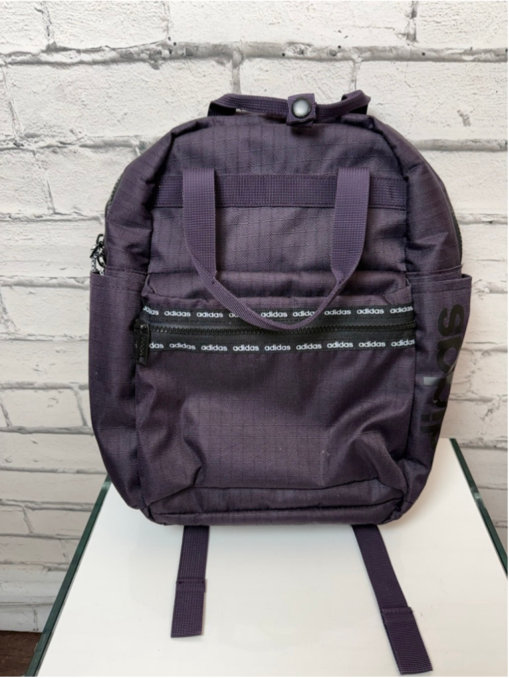 Women's Adidas Backpack Purple with Black Accents Ripstop Material with Handles